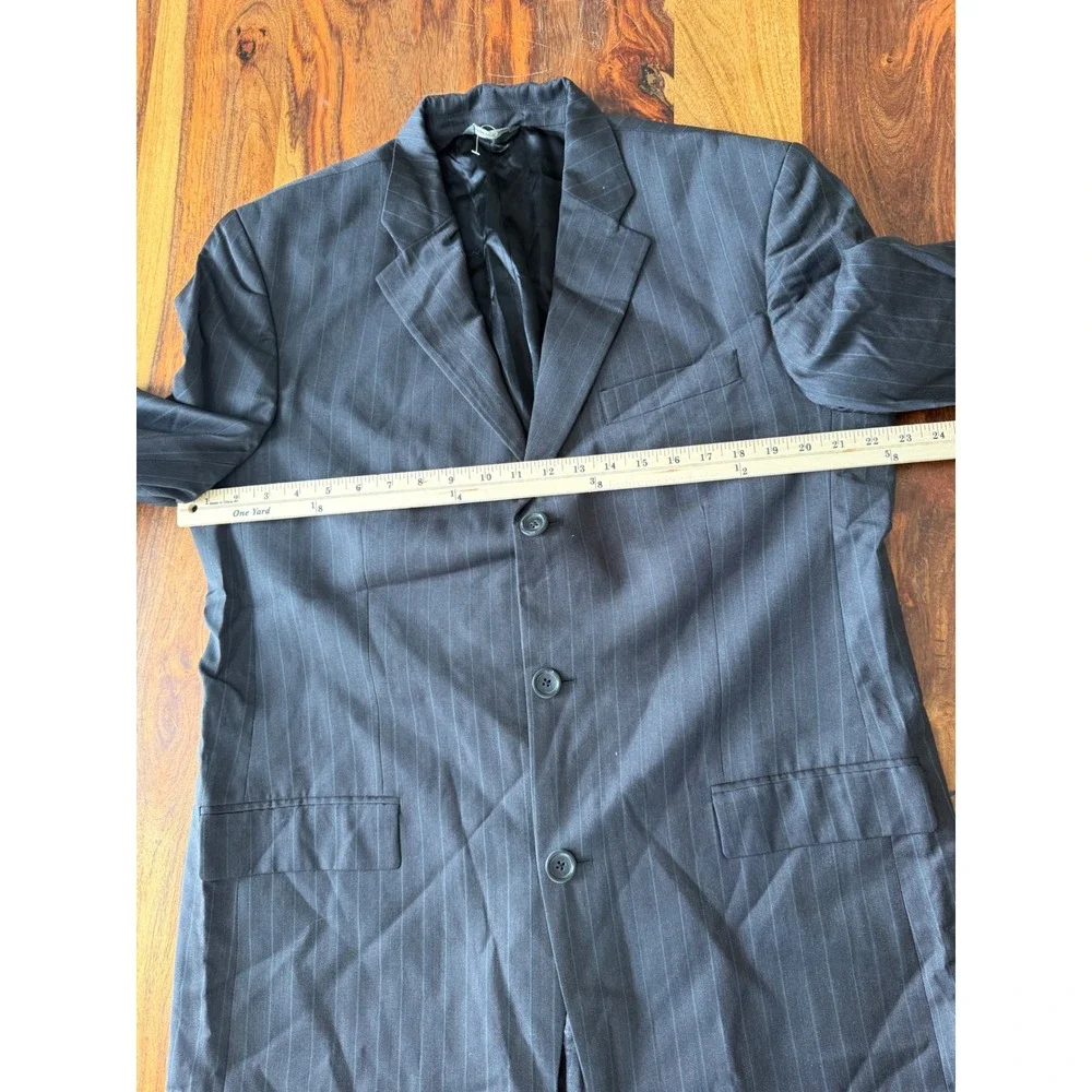 Banana Republic Men's 44L Black Pinstripe Wool Blend Sport Coat Blazer Long